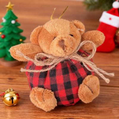 Ağaçta Ekose Ayı Süsleri 4 İnç Mini Doldurulmuş Peluş Ekose Ayı Tatil Noel Ağacı Ev Parti Dekoru için