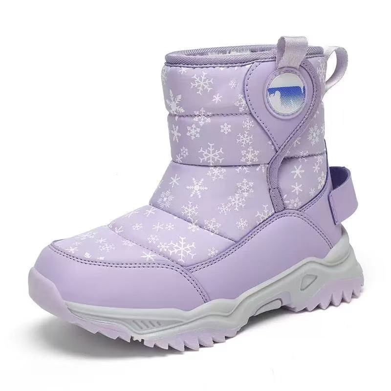 Children's Snow Boots 2025 Winter New Girls' Fur Integrated Waterproof and Non-slip Boys Thickened Cold-resistant Cotton Shoes