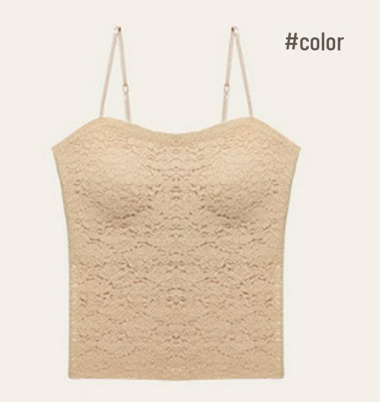 Autumn/Winter Rose Floral Lace Spaghetti Strap Seamless Bandeau Vest