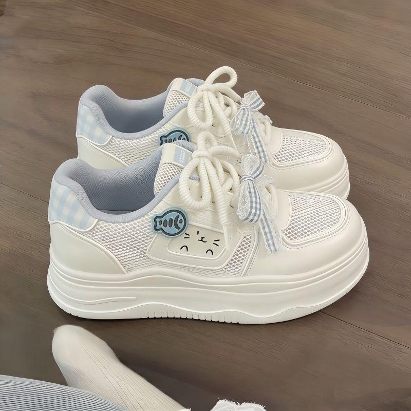Mesh women's milk fufu thick sole cute versatile casual sports net shoes 2026 summer new board shoes