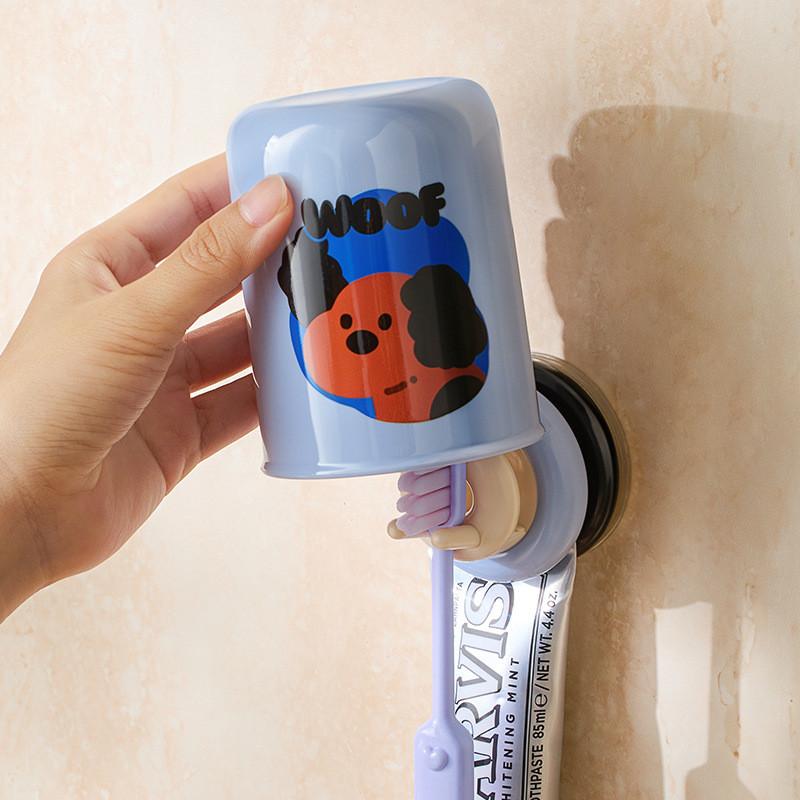 Dopamine Abs Wall Mount Toothbrush Cup With Suction Cup For Family Use