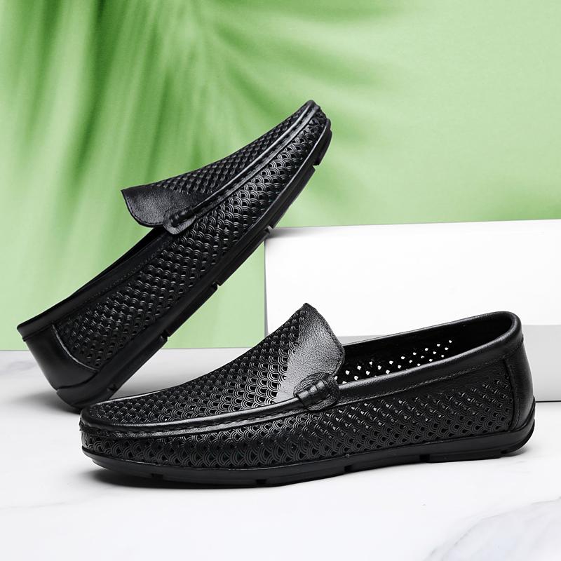 Fashion Genuine Leather Men's Loafers Comfortable Slip-on Flats Handmade Casual Driving Shoes Breathable Male Business Shoes Moccasins