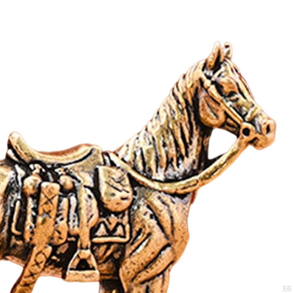 Brass Horse Figurine Chinese Feng Shui Small Sculpture for Desk Living Room Home Office