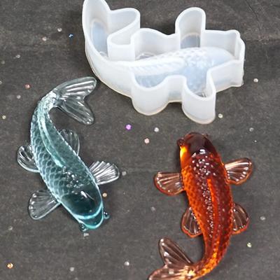 1 st Silikonform kristall dropplim guldfiskform koi lyckoform tredimensionell liten karp spegelkaka