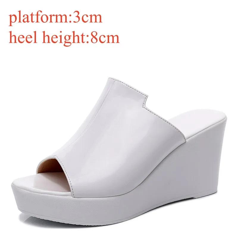 

Small Size 33-43 Comfortable Thick Bottom Genuine Leather Slippers Platform Shoes Women 2025 Summer High Heels Slides Office Mom 33