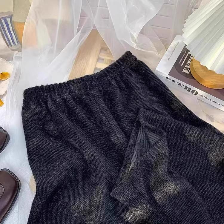 Women's Petite Soft Mink Cashmere Wide-Leg Lazy Casual Pants