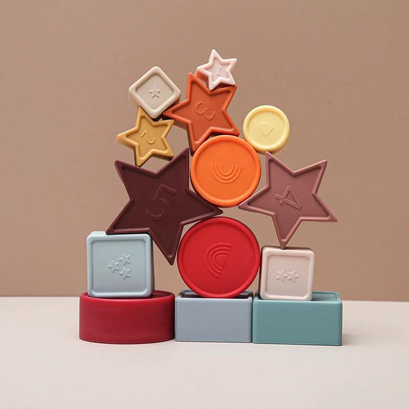 Baby Educational 3d Silicone Puzzle Blocks With Geometric Shapes For Infant Development