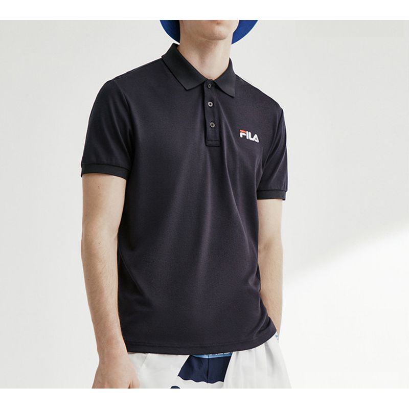 Fila Logo Bee Embroidery Short Sleeve Polo Shirt Men Tops Heritage-Blue F11M028126F-NV