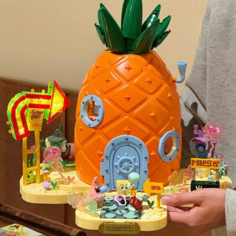 SpongeBob SquarePants Series Building Blocks Pineapple House Flagship Models Educational Puzzle Toy Model Ornament Gift