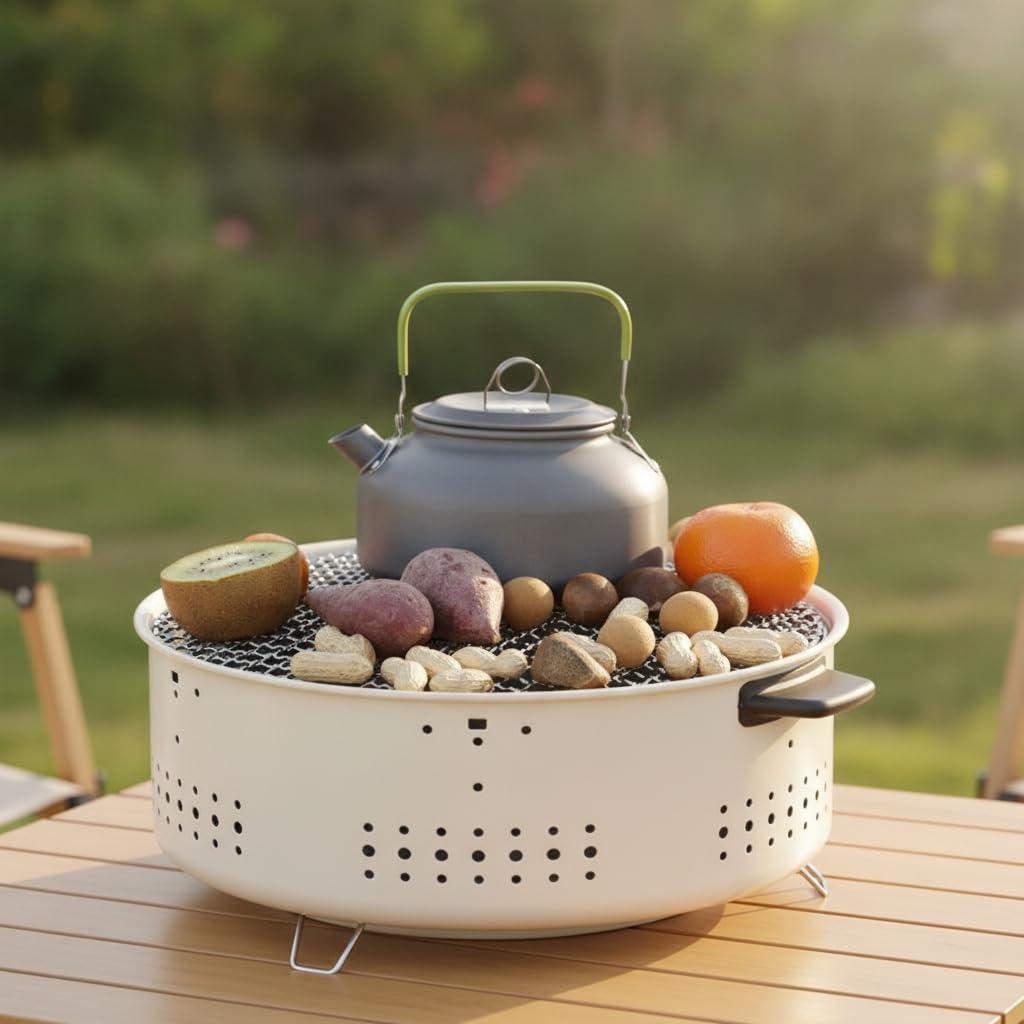 Charcoal Grill and Teapot Warmer for Winter Home Outdoor Indoor Heating Roasting Set 60cm
