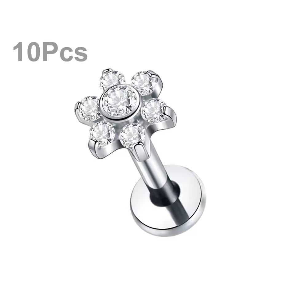 5Pcs/lot Titanium CZ Ear Stud Tragus Cartilage Earrings for Women Labret Lip Lobe Ring Helix Daith Piercing Body Jewelry