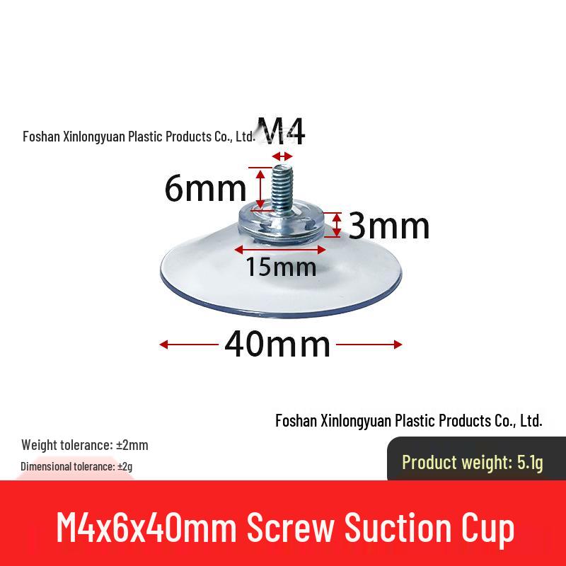 M4-M8 Transparente PVC-Saugnapf mit Gewindestange
