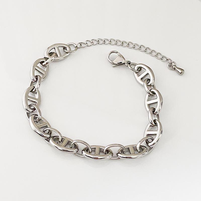 

Геометрический браслет-манжета из титановой стали с позолотой 18 карат - Модное европейское и американское заявление для женщин