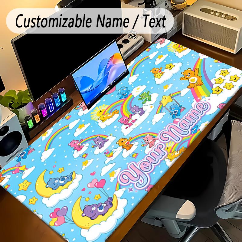 Large Mouse PadCare Bears Custom Name Text Personalized Desk Mat Non Slip Gaming Pad