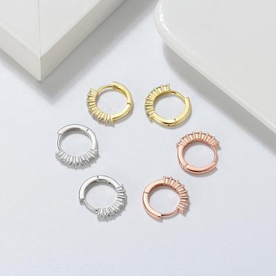 Jewelry S925 Sterling Silver Earrings Gold Earrings Smooth Earrings Zircon Jewelry