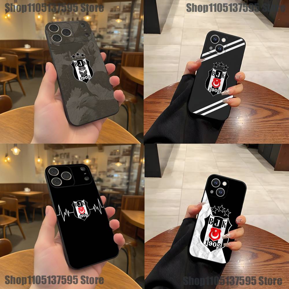 Modische B-besiktas B-BJK Handyhülle Für iPhone 17,16,15,14,13,12,11,Pro,XS,Max,XR,Plus,E,SE4,Mini Schwarze Weiche Hülle