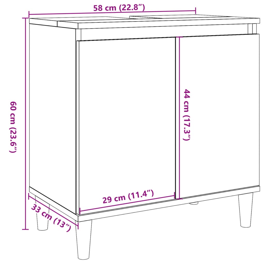 Washbasin Cabinet with Rustic Wood Look 58 x 33 x 60 cm Engineered Wood