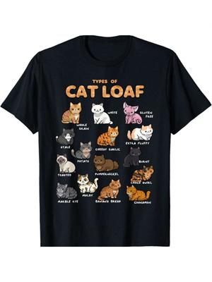 Types Of Cat Loaf Cute Kawaii Cats Cat Lover T-Shirt Gifts For Men Boy Family YYQ 180g