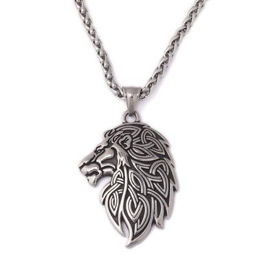 Valhalla Viking Wolf Men Necklace Titanium Steel Mens Chains Hall of The Slain Necklace Pendant Viking Necklace Mens Helm of Awe Necklace
