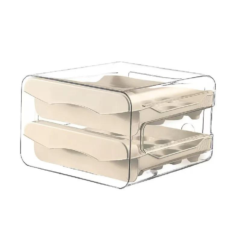 Automatisches rollendes Eierregal Kühlschrank Eier Aufbewahrungsbox Halter Aufbewahrungsbox Eier Doppelschicht Schubladenart Eierbox Küche