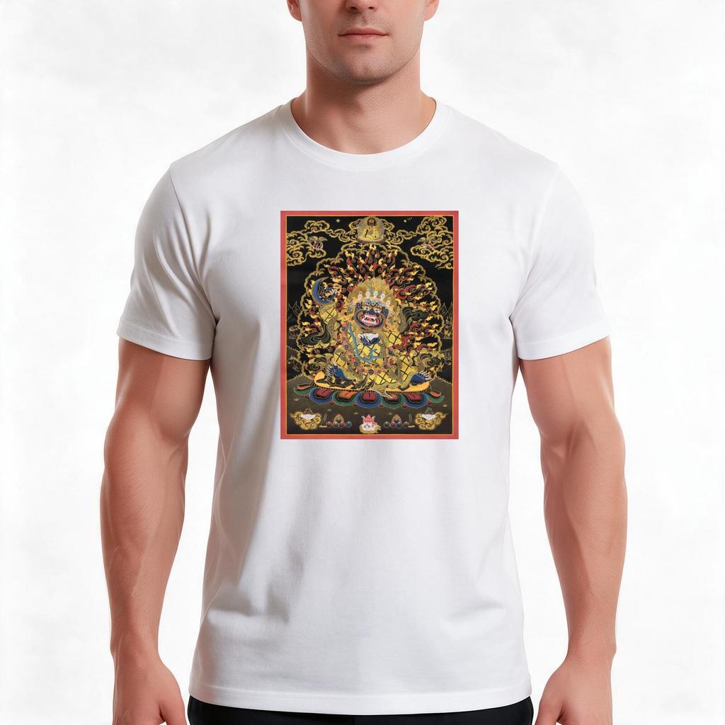 Mahakala Buddhist Thangka TShirt Summer Casual Cotton Tee Oversized Streetwear Tops Vintage Graphic Print Unisex Unisex Unisex