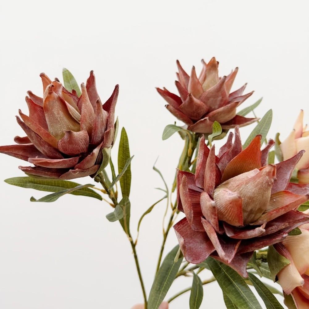Floral Display Artificial South African Bodhi Flower Flocked Faux Thistle Flowers Home Decor