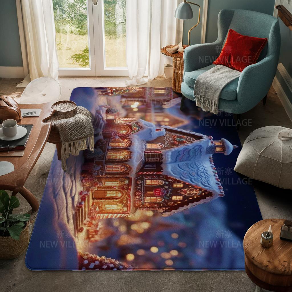 House Entrance Carpet Home Door Mat Living Room Bath Foot Bathroom Non-slip Water Absorption Rugs Bath Merry Christmas Winter