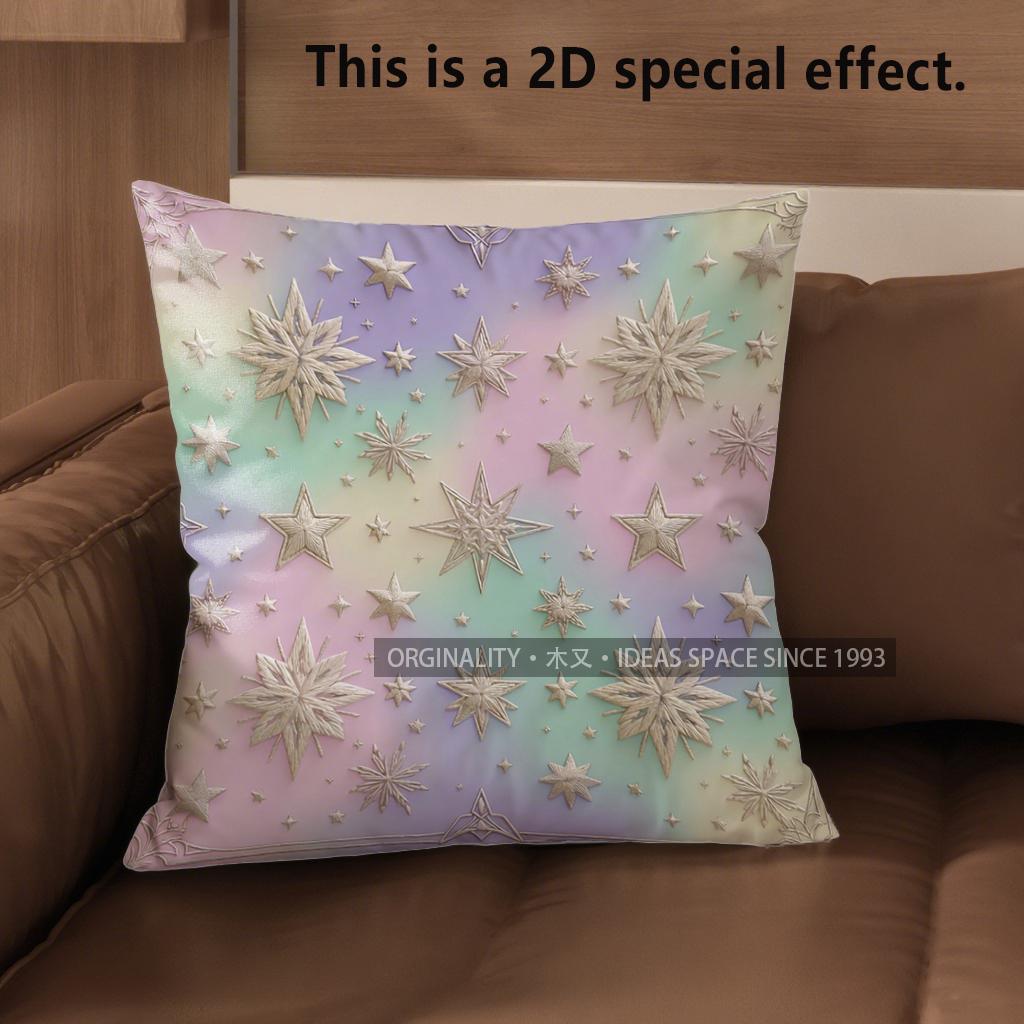 2D Pastel Star Print Decorative Pillow Covers` Pattern Cushion Cover Suitable For Sofa Bedroom Car Pillow Cover