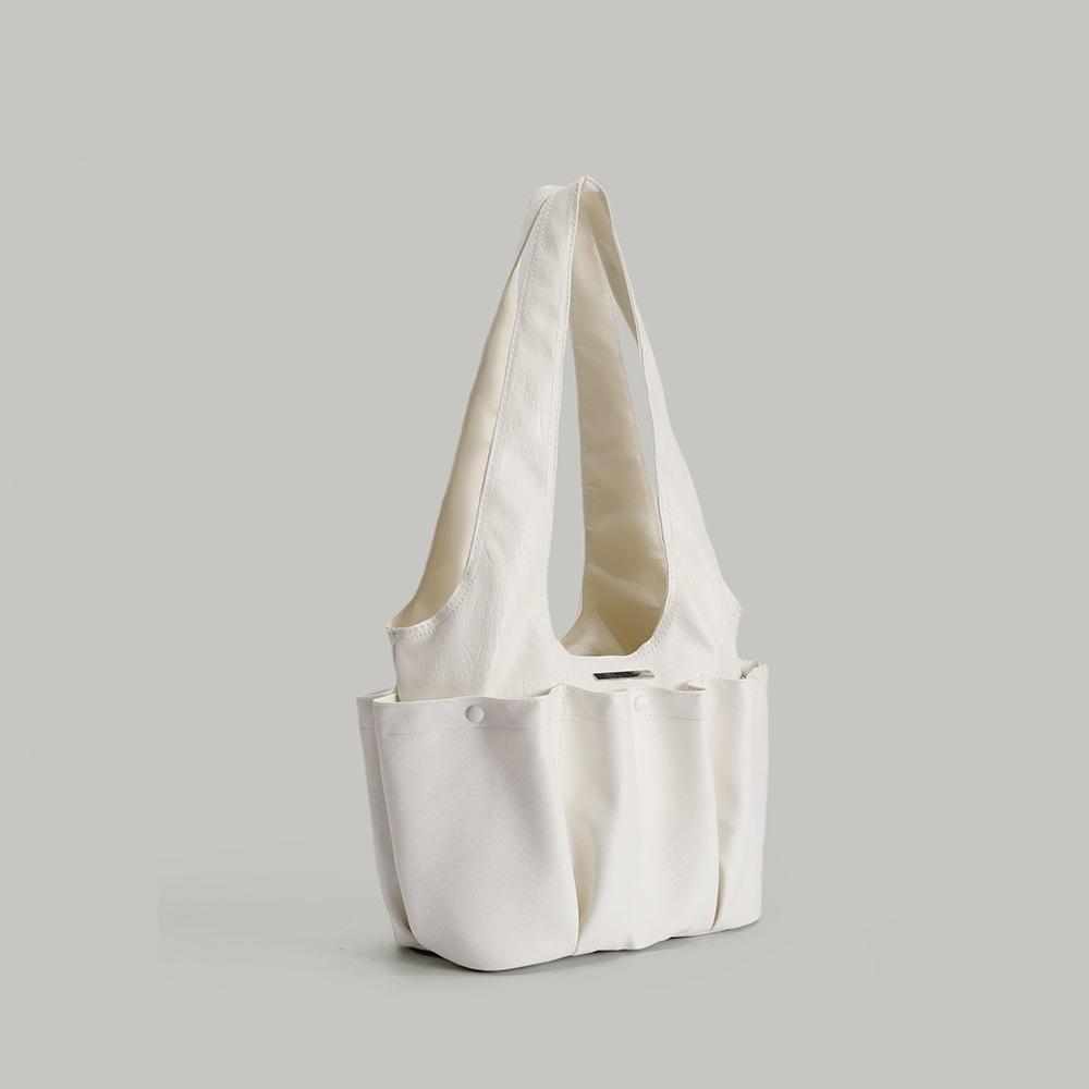 Korean-style new niche design pleated multi-pocket shoulder tote bag, large-capacity shoulder underarm bag for commuting