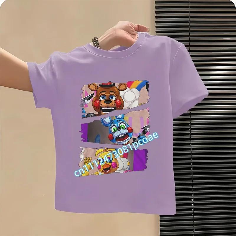 T-shirt FNAF Traspiranti Bambini Five Nights At Freddy Carino Top a Manica Corta Ragazzi Ragazze Moda Estiva T-shirt Abbigliamento Bambini