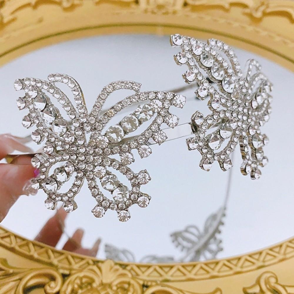 Shiny Butterfly Headband Glamorous Crystal Headwear Fashion Rhinestone Hair Band  Girls Accessories