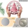 2D Flat, 1pc Merry Christmas Pink Tree Aluminum Sign - Soft Pink Christmas Tree with Golden Accents, Merry Christmas Farmhouse Front Door Wreath