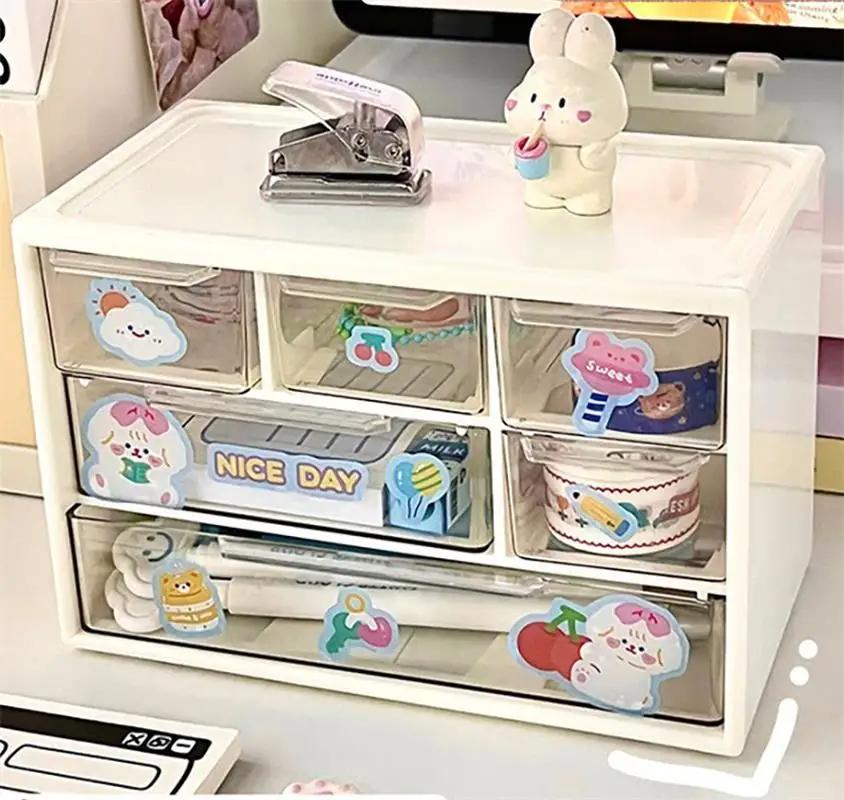 Six Grid Storage Box Large Capacity Storage Box Cosmetic Stationery Drawer Storage Box