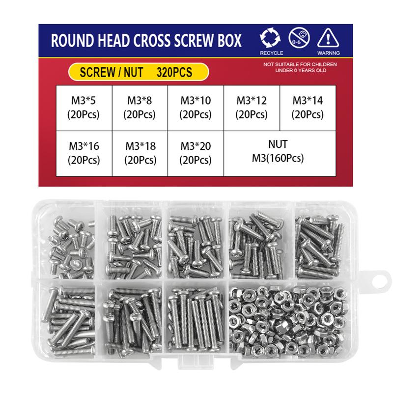M1 M1.2 M1.4 M1.6 M2.5 M3 Metrisches Gewinde Maschinenschraube Kreuzschlitz Senkkopf Kreuzschlitz Schrauben Kasten-Set 304 Edelstahl Sortiment-Kit