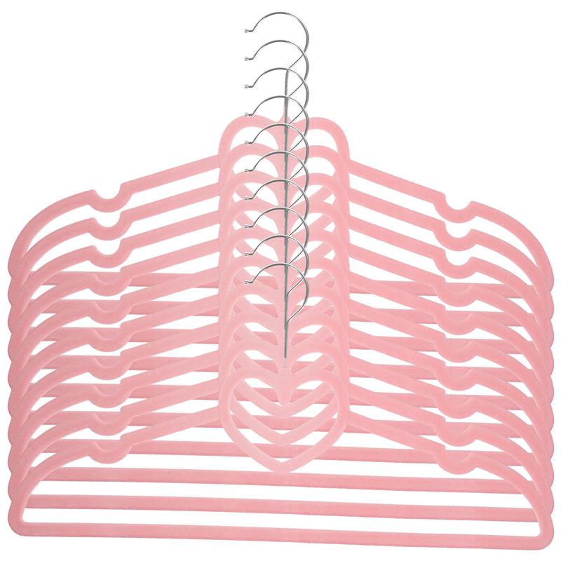 10pcs Heart Shaped Clothes Hanger Durable Coat Hanger Drying Rack Space Saver Wardrobe Storage Hanging Shelf