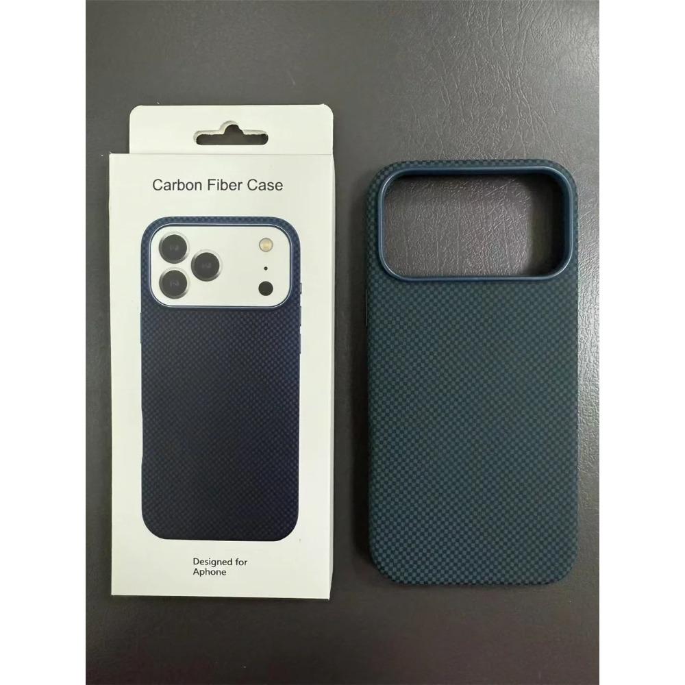 

2026NEW Original Carbon Fibre Texture Business Phone Case For IPhone 17 Pro Max Air Invisible Magnetic Charging Protection Cover iPhone17 Pro Max синій