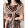 Three-Way Bohemian Bandana Shawl with Tassel Accent for Women