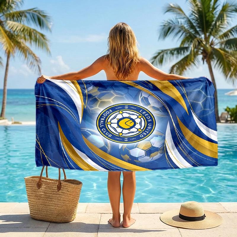 Leeds United Fußball Strandtuch Weiches Mikrofaser Sommerhandtuch Schnelltrocknendes Saugfähiges Handtuch für Strand Schwimmbad Reisen