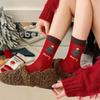 Autumn and Winter Christmas Series Fine-woven Cotton Mid-calf Women's Socks, Thickened Small Gingerbread Man Pile-up Socks