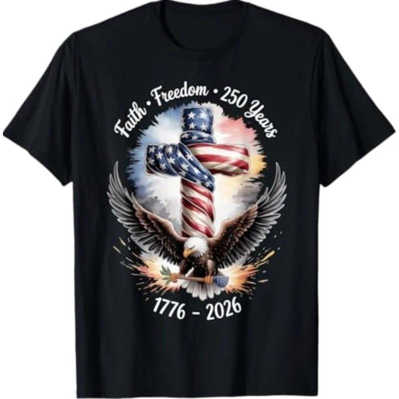 Vintage Faith Freedom 250 Years 1776-2026 Independence USA T-Shirt XXXL