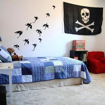 7 Pieces/Lot Children's Room Bedroom Dainosaur 3D Wall Decal Decoration Wall Decal