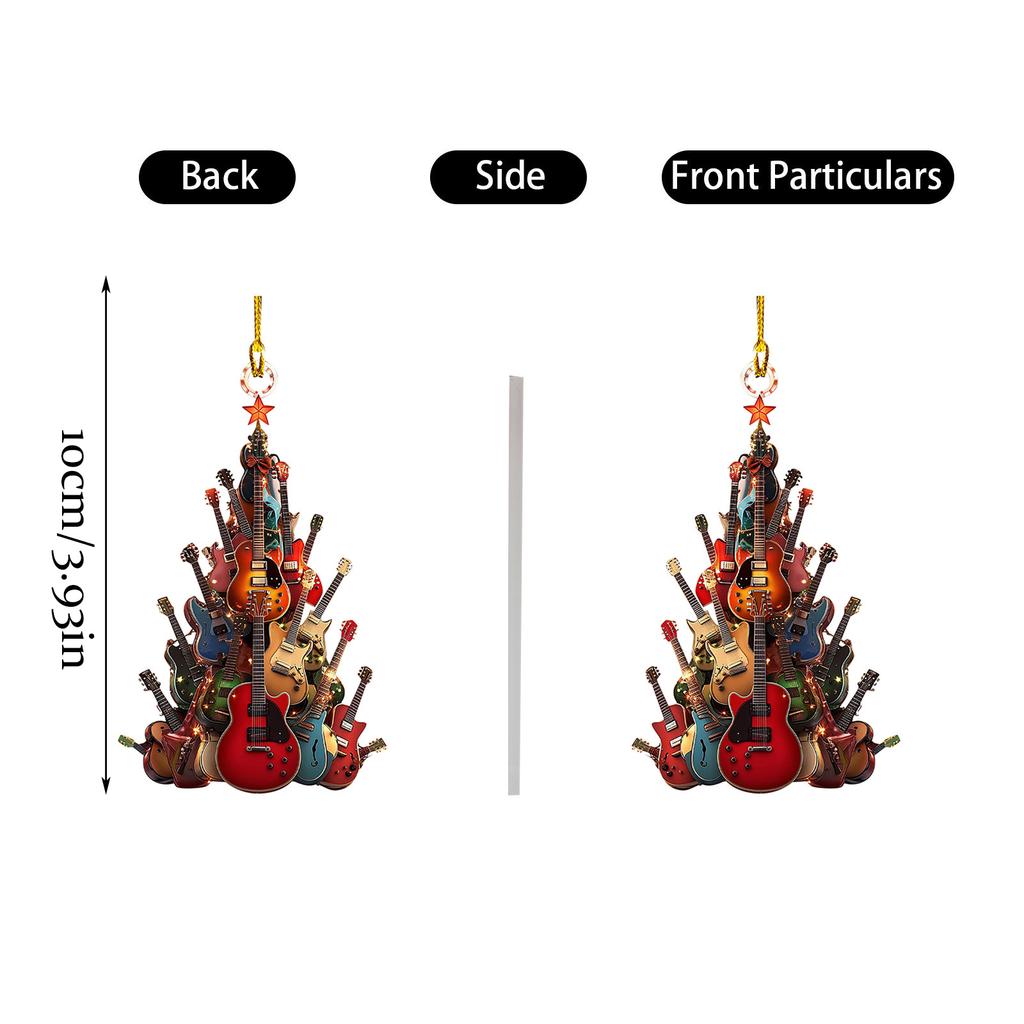 2D Acrylic Guitar Christmas Tree Decoration, Home Decoration, Christmas Decoration