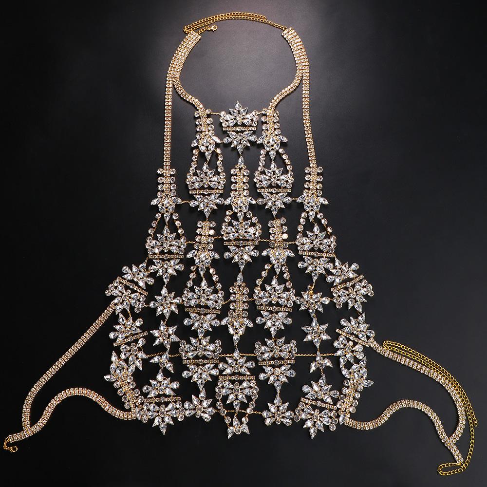 Exaggerated Personality Wind Ball Accessories Sexy Bra Chain Body Jewelry Full Diamond Shiny Rhinestone Body Chain