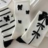 Women's Fashion Socks Long Medium Socks Black Ribbon 8-Piece Set