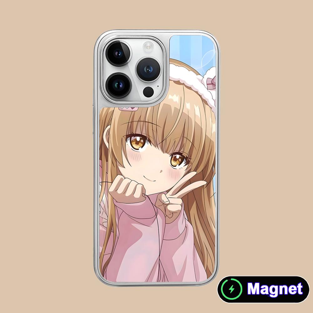 

Angel Mahiru Shina Phone Case for iPhone 17 16 15 14 13 12 11 Air Pro Max Plus Electroplated Silver Magsafe Cover iPhone 11