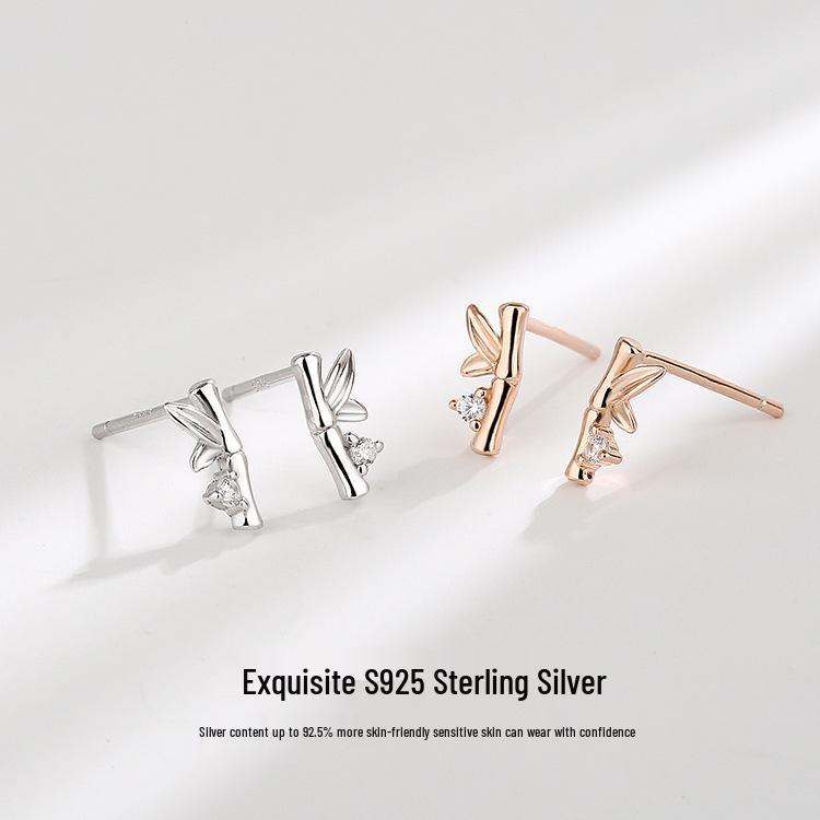 Bambusknoten Damen Sterling Silber S925 Ohrstecker - Trendiger und eleganter Sommerschmuck