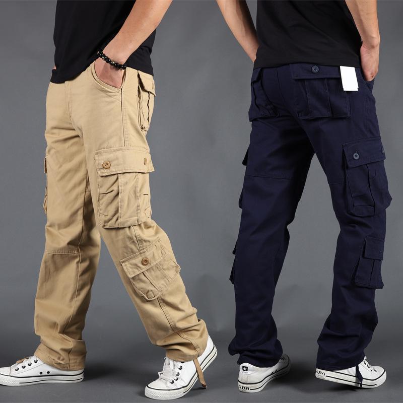 Men's Outdoor Multi-Pocket Loose Cargo Pants - Plus Size Cotton Straight Leg
