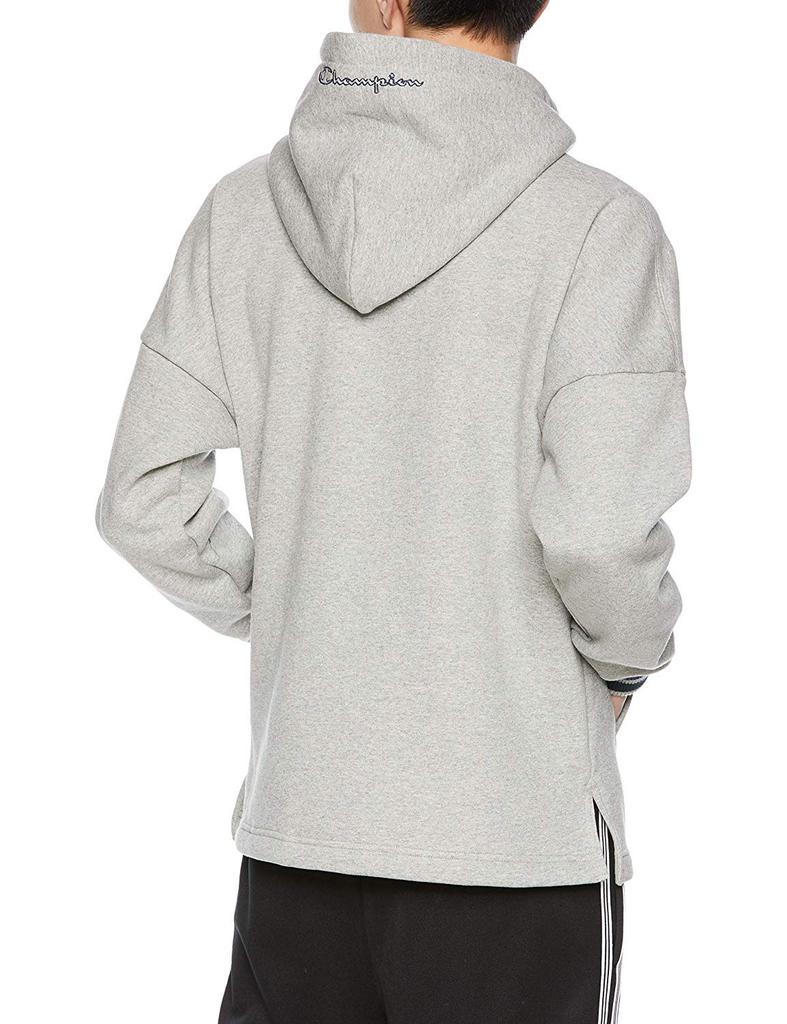 Champion Half Large Script Logo Oxford Size M Men's Hoodie, Fleece-Lined, Sleeves, Logo, Print, C3-N119, Gray,