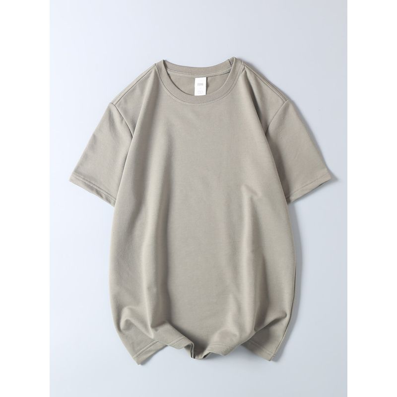 Export Export Orders! 220G Combed Cotton Sweater Short Sleeve T-shirt Summer Men's Pure Color Crew Neck Casual Half Sleeve