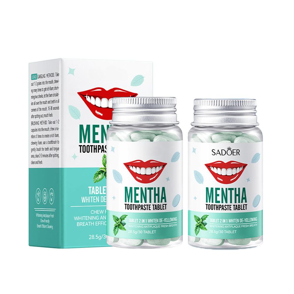 Mint Solid Toothpaste Tablets Mint Flavors Teeth Breath Mouthwash Bad Whitening Fresh Charcoal Stains